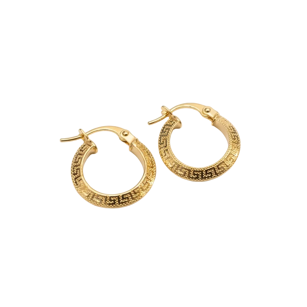 18k Gold Maze Round Loop Earrings - 18k Gold Earrings - Embellish Gold Jewelry & Diamond