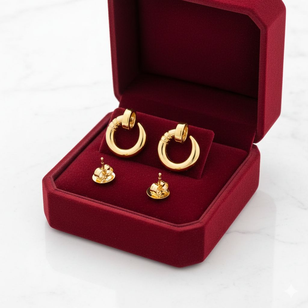 18K Real Gold  Nail Earrings