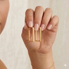 18k Gold Thin Rec Loop Earrings