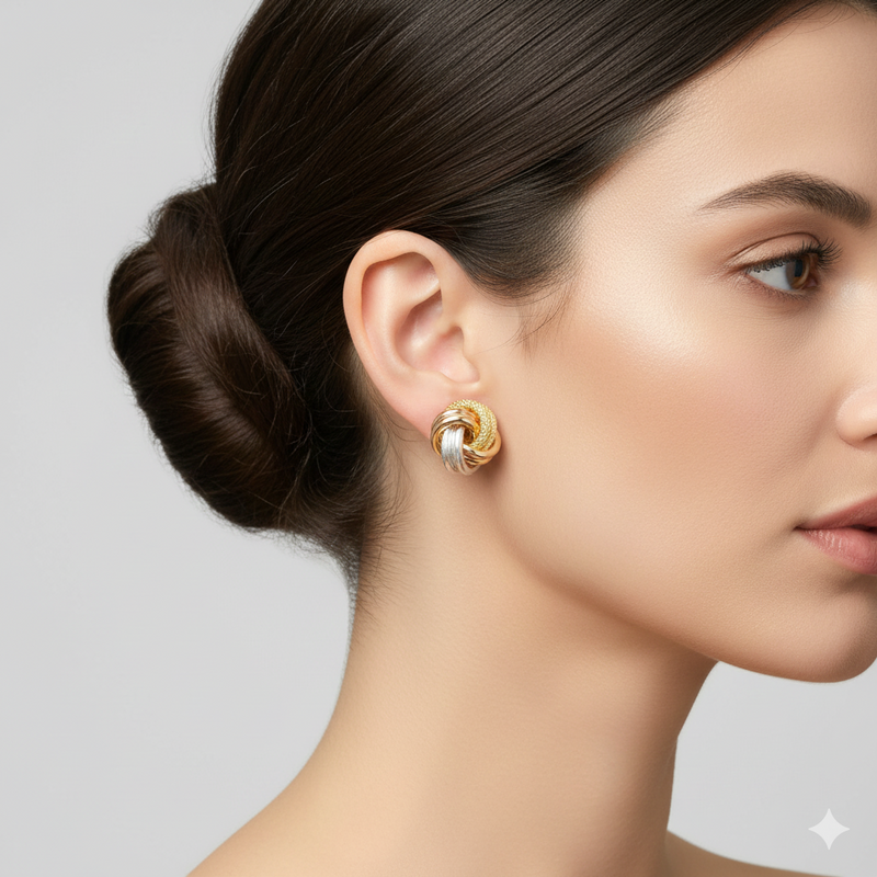 18K Real Gold Loveknot Earrings - 18k Gold Earrings - Embellish Gold