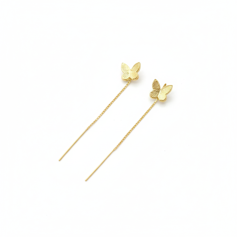 18k Gold Butterfly 1 Tictac Earrings - 18k Gold Earrings - Embellish Gold Jewelry & Diamond