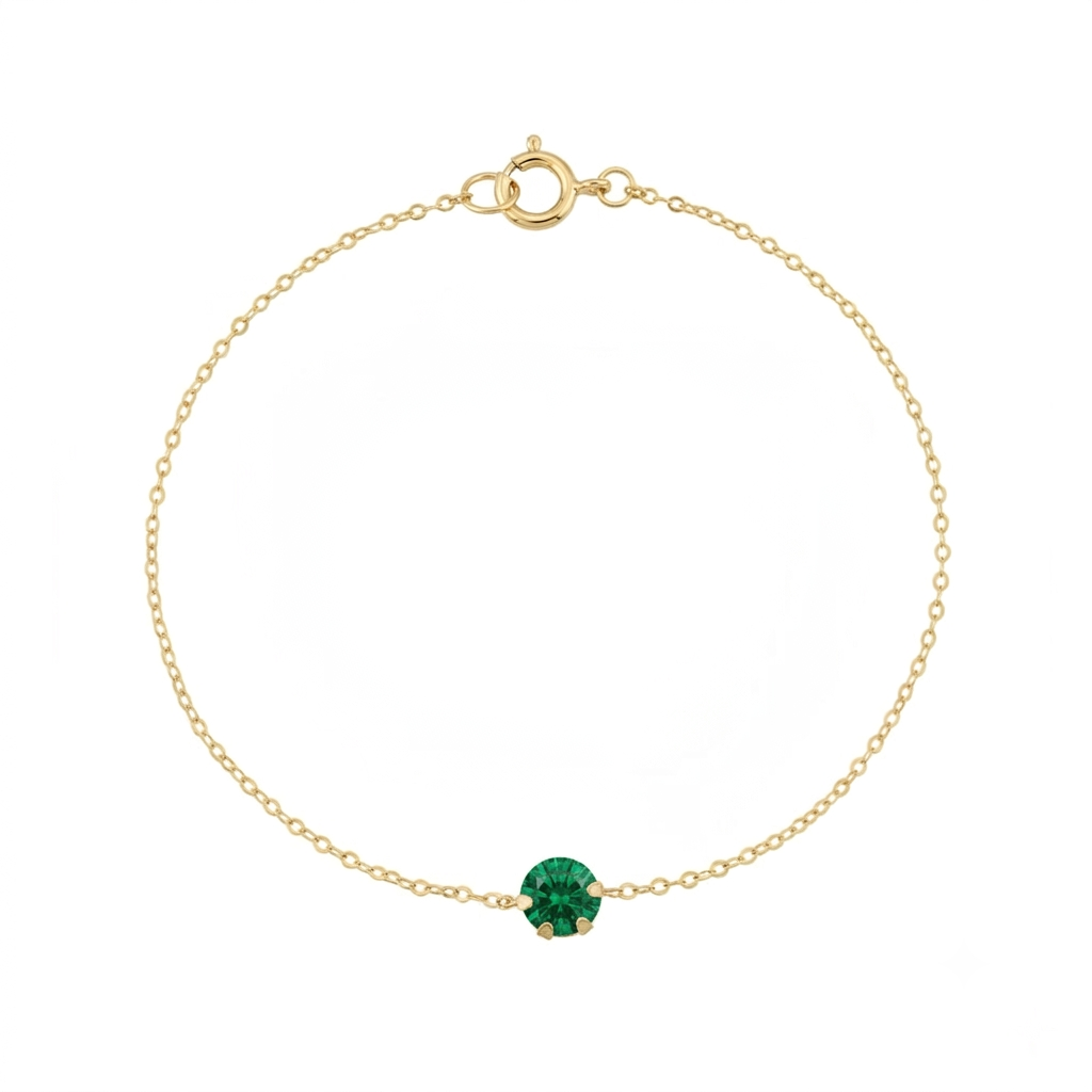 سوار من الذهب الحقيقي عيار 18 قيراط بحجر الزركون الأخضر - إطلاق جديد - Embellish Gold Jewelry & Diamond