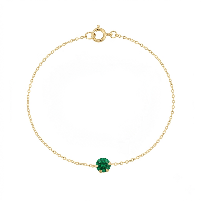 18K Real Gold Single Green Zircon Stone Bracelet - Gold Bracelets - Embellish Gold Jewelry & Diamond