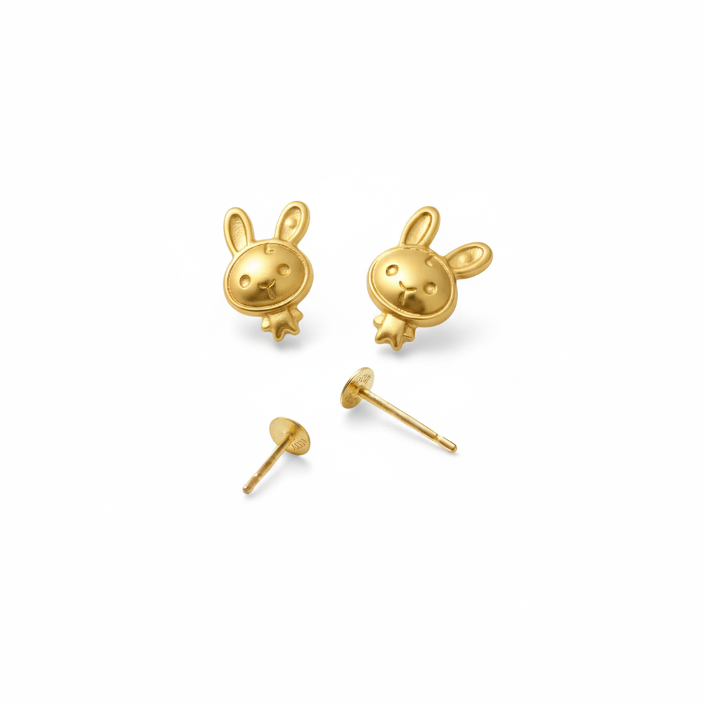 18k Gold Labubu Screw Earrings