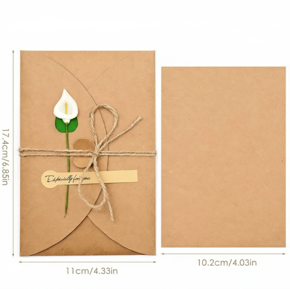 Greeting Card with Dried Flower - Packaging Addons - Embellish Gold Jewelry & Diamond
