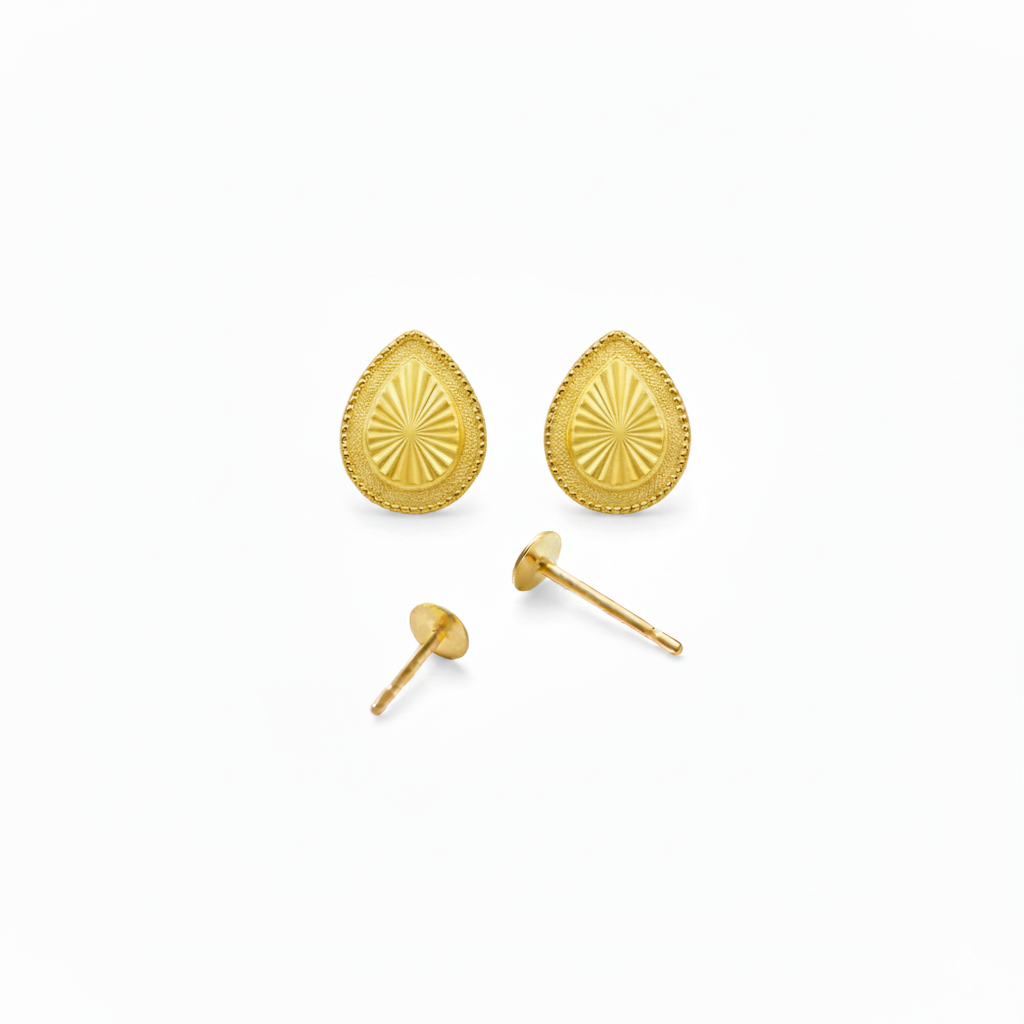 18K Gold Big Teardrop Screw Earrings - 18k Gold Earrings - Embellish Gold Jewelry & Diamond