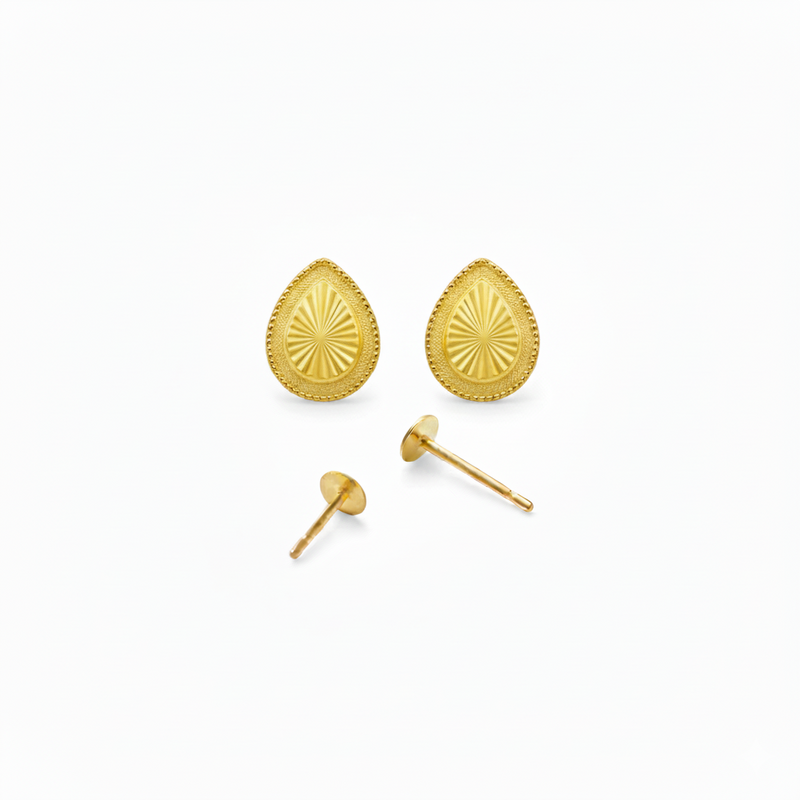 18K Gold Big Teardrop Screw Earrings - 18k Gold Earrings - Embellish Gold Jewelry & Diamond