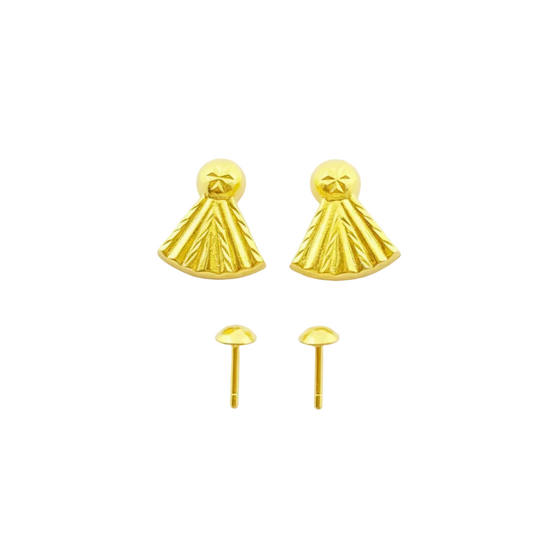 18K Real Gold Ribbon Earrings - 18k Gold Earrings - Embellish Gold