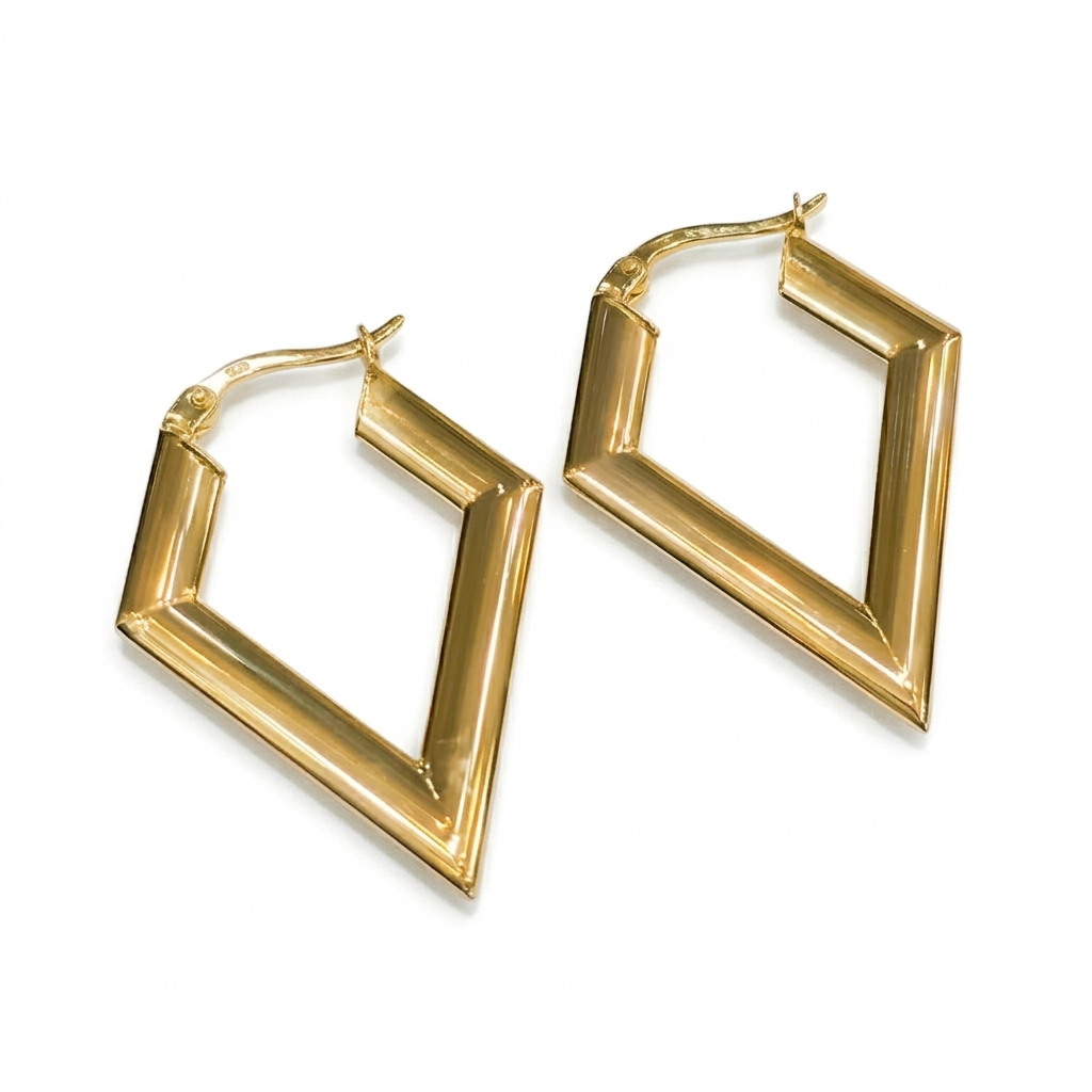 18k Gold Arrow Inspired Loop Earrings - 18k Gold Earrings - Embellish Gold Jewelry & Diamond