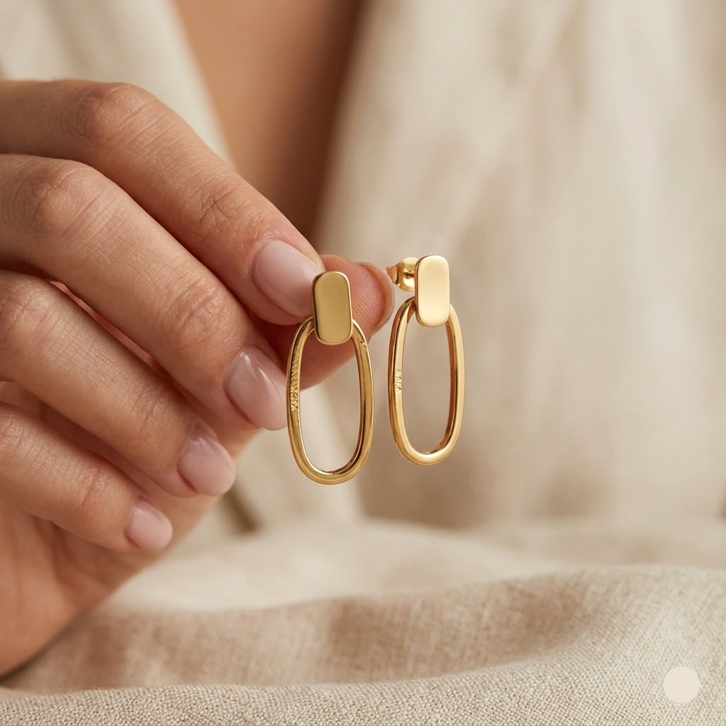 18k Gold Clip Inspired Stud Earrings - 18k Gold Earrings - Embellish Gold Jewelry & Diamond