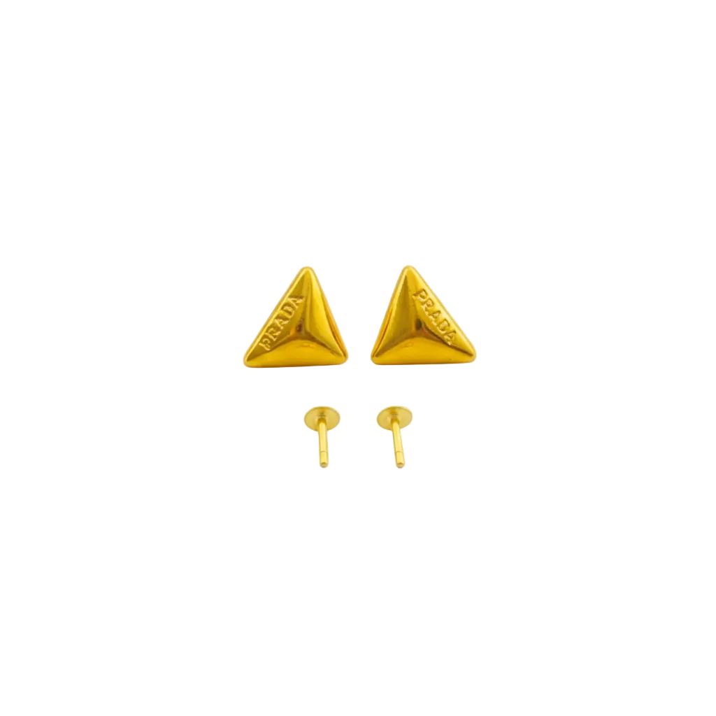 18K Real Gold Triangle Earrings