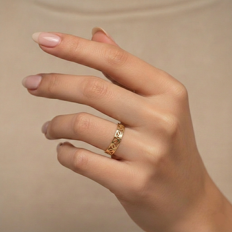 18k Gold Branded Inspired Ring - 18k Gold Ring - Embellish Gold Jewelry & Diamond