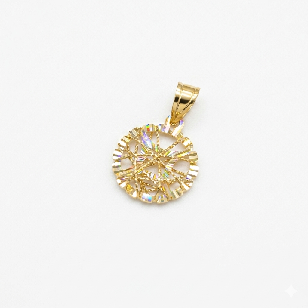 18k Gold Diamond Round Pendant - 18k Gold Pendant - Embellish Gold Jewelry & Diamond