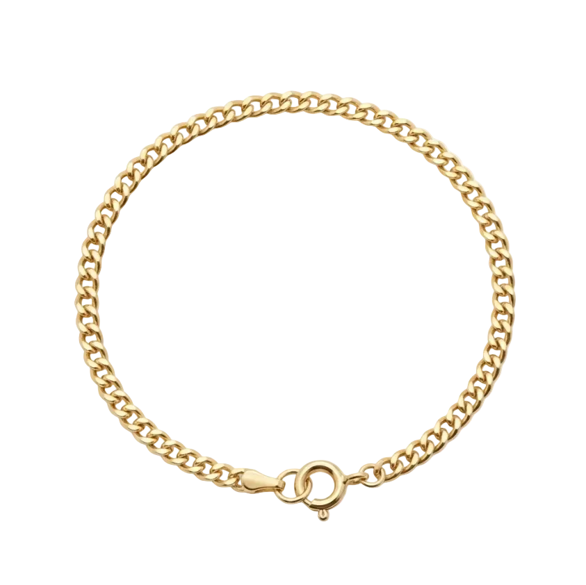 Gold chain bracelet on a white background