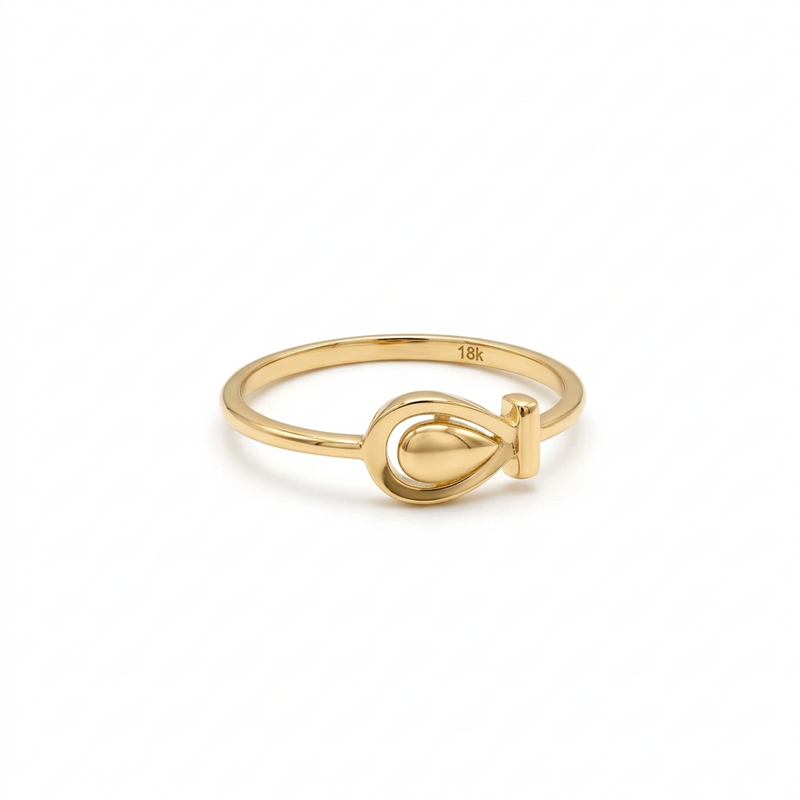 18k Gold Teardrop Inspired Ring - 18k Gold Ring - Embellish Gold Jewelry & Diamond