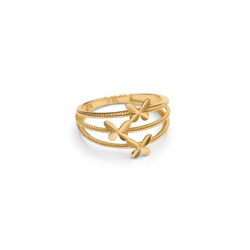 18k Gold 3 Layer Butterfly Ring