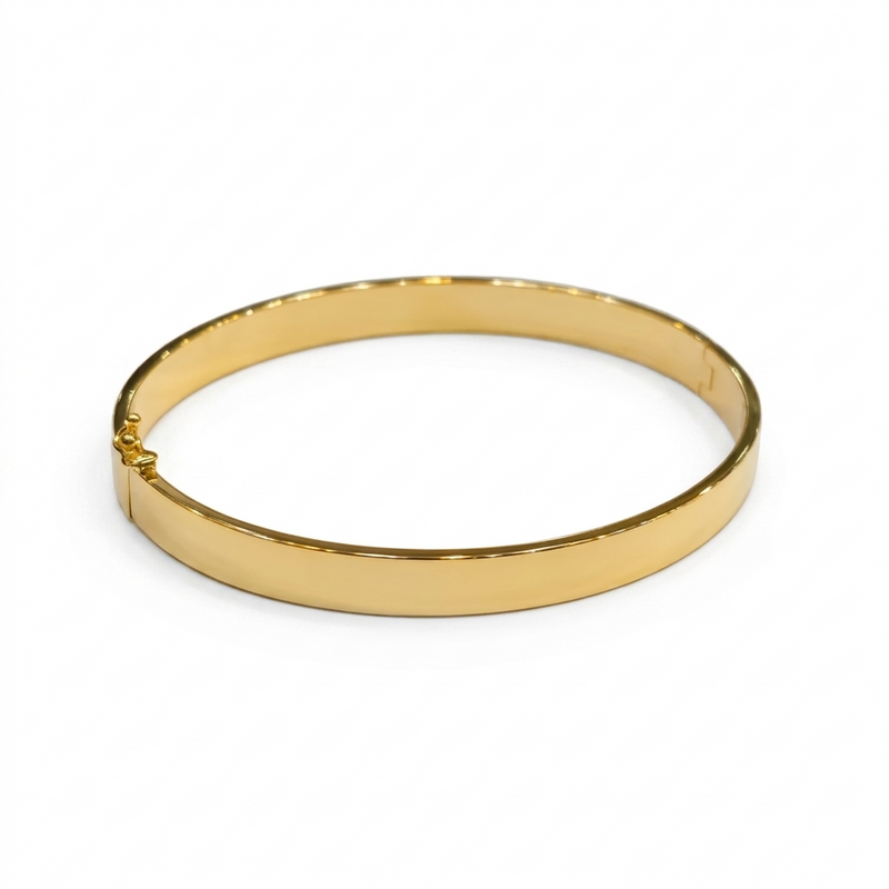18k Gold Thin Flat Simple Bangle - 18k Gold Bangle - Embellish Gold Jewelry & Diamond