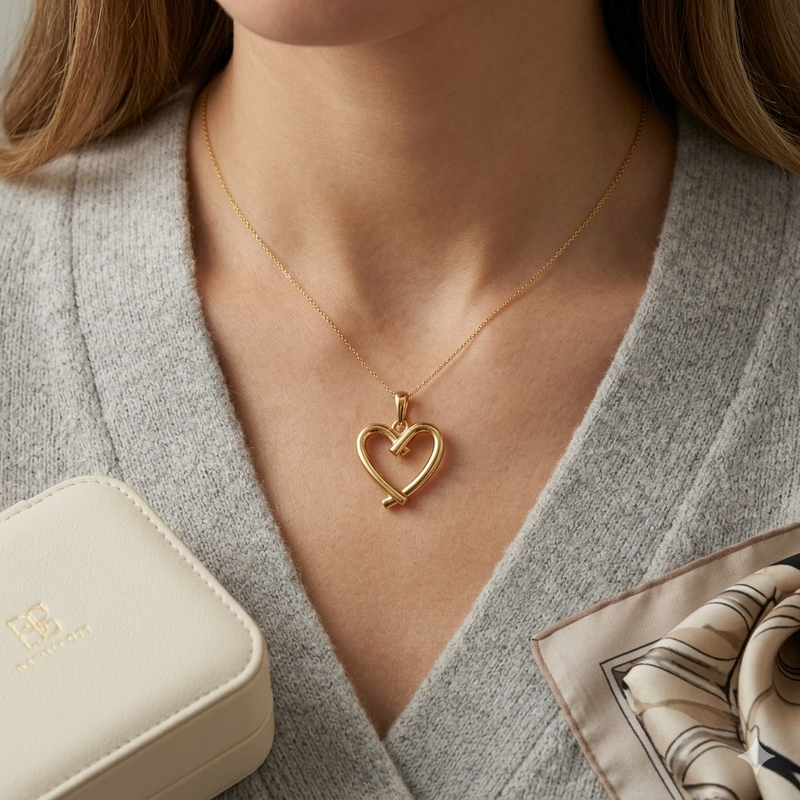 18k Gold Dia Happy Heart Pendant - 18k Gold Pendant - Embellish Gold Jewelry & Diamond