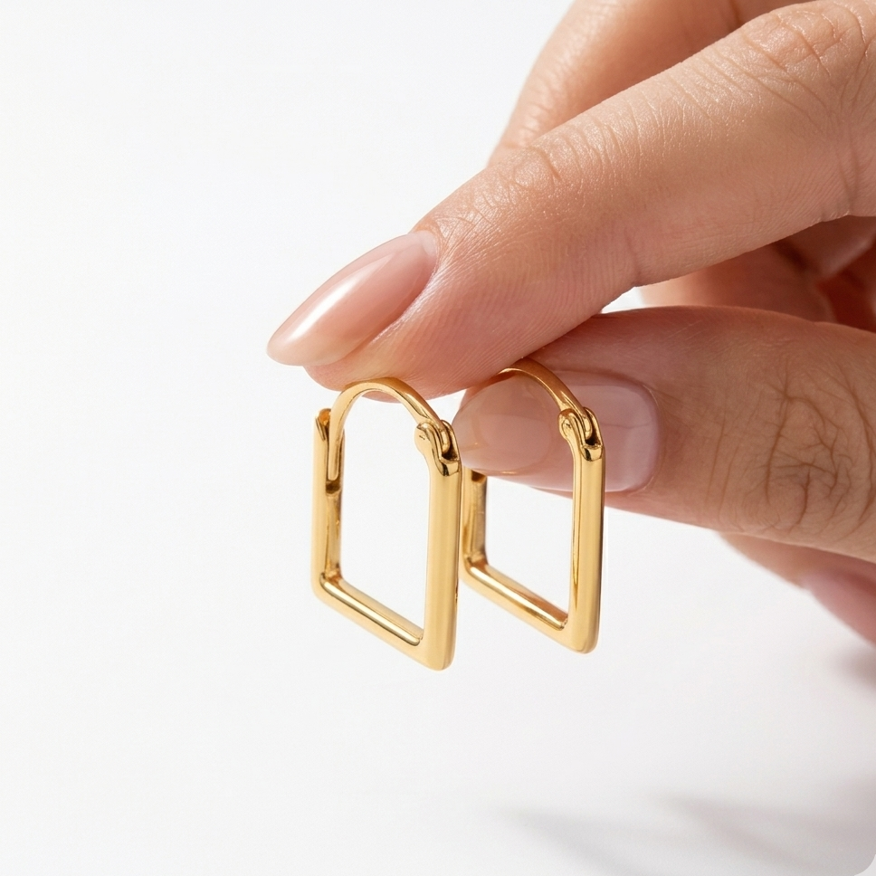 18k Gold Diamond Inspired Loop Earrings - 18k Gold Earrings - Embellish Gold Jewelry & Diamond