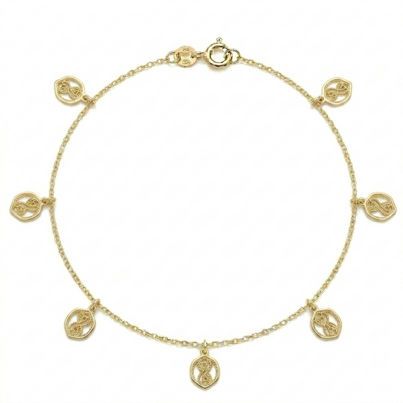 18k Gold Leaf Inspired Anklet - مجموعة احتفالية - Embellish Gold Jewelry & Diamond