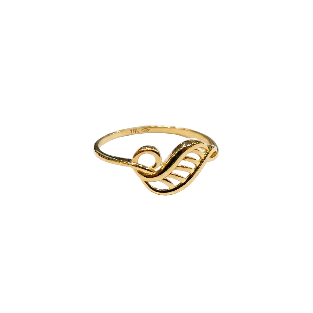 Gold ring with a white ceramic band on a light gray background