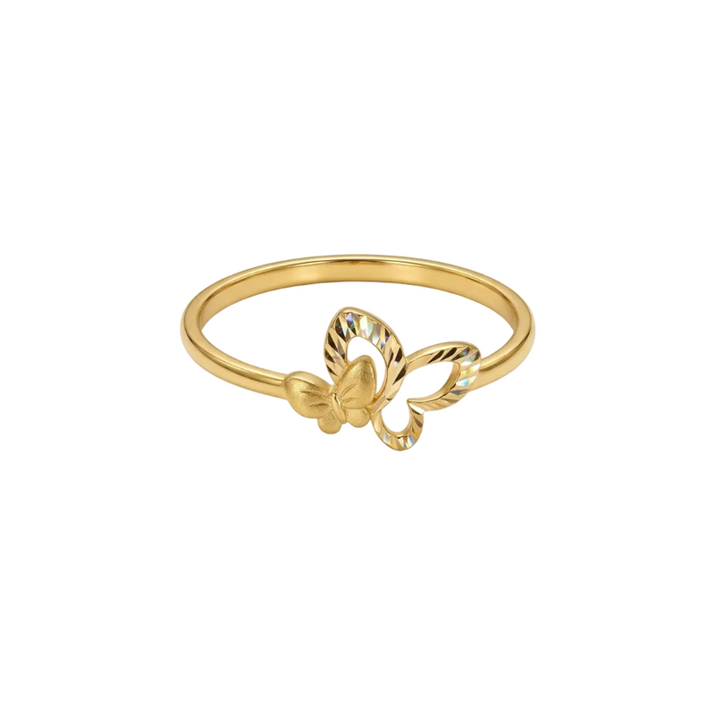 18k Gold Twin Butterfly Ring - 18k Gold Ring - Embellish Gold Jewelry & Diamond