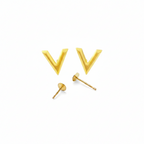 18K Real Gold V Earrings