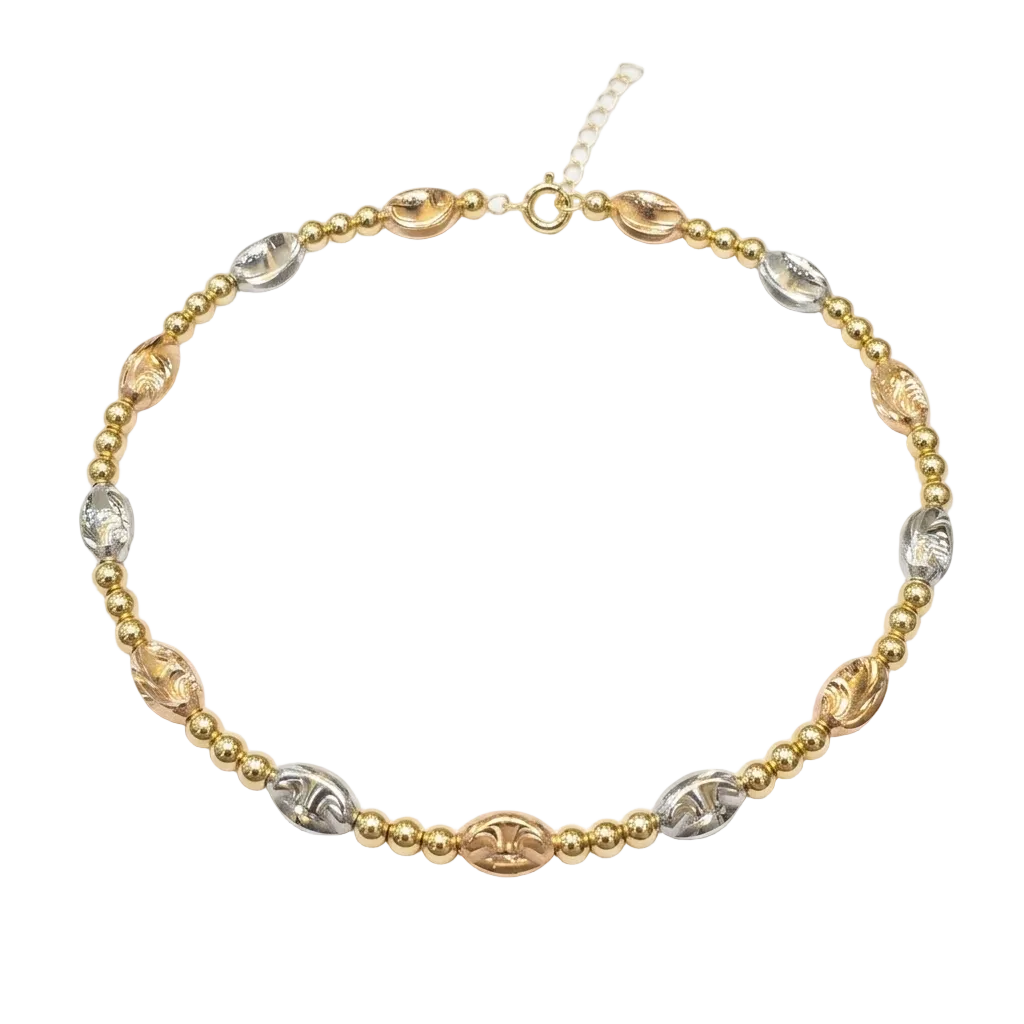 18k Gold Alternate Ball Tri-color Bangle - 18k Gold Bangle - Embellish Gold Jewelry & Diamond