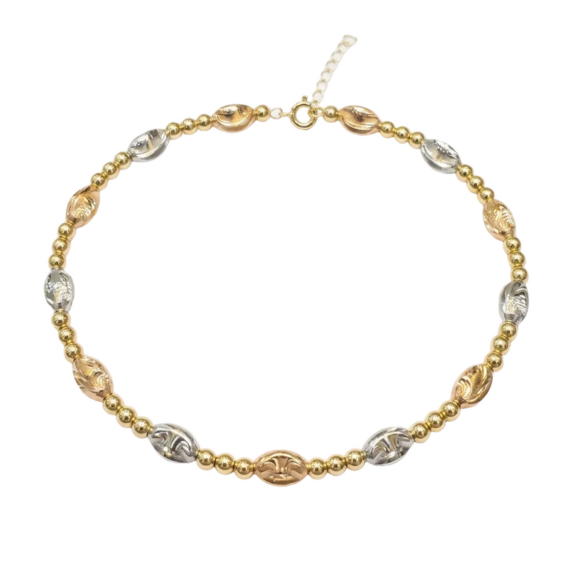 18k Gold Alternate Ball Tri-color Bangle - 18k Gold Bangle - Embellish Gold Jewelry & Diamond