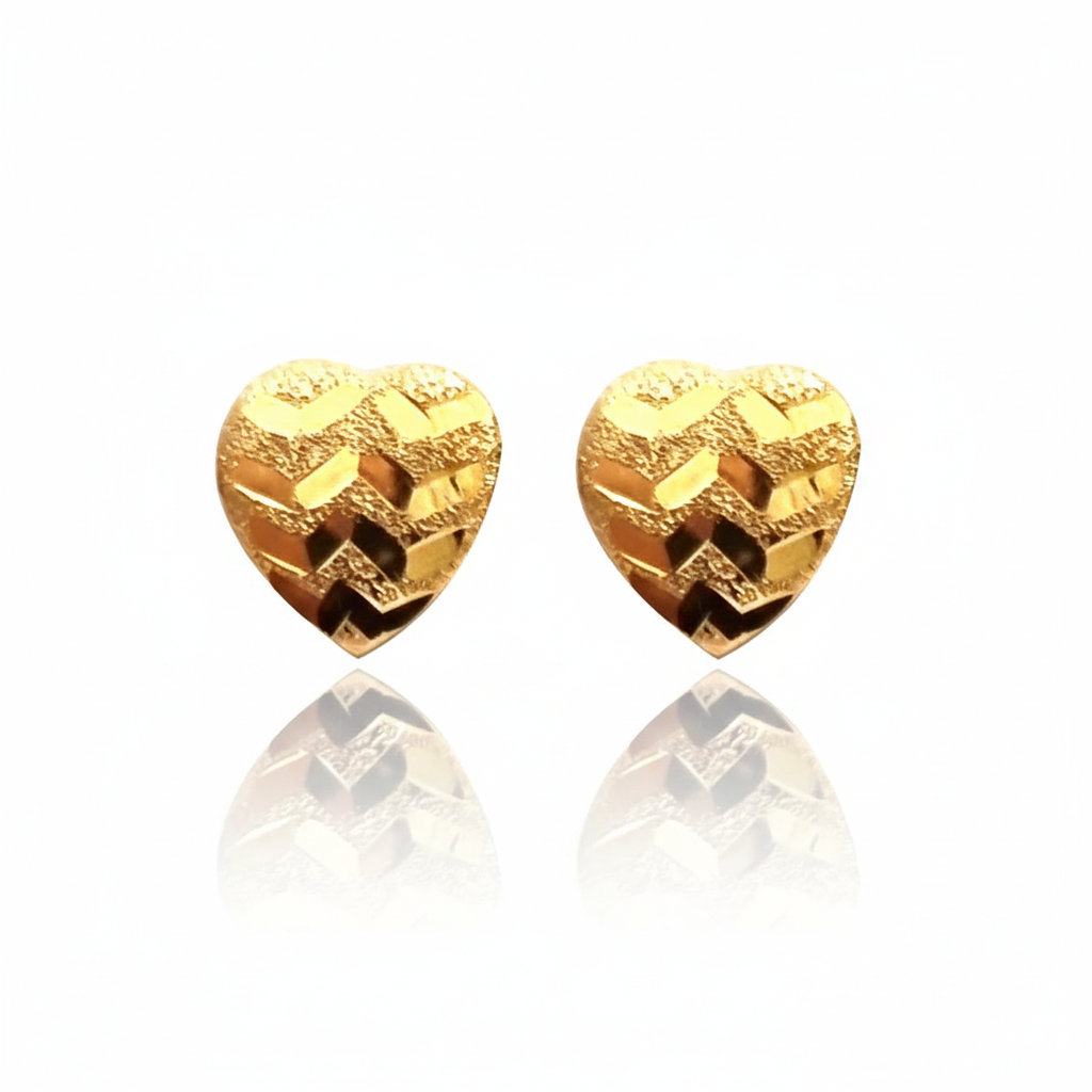 18k Gold Line Heart Screw Earrings