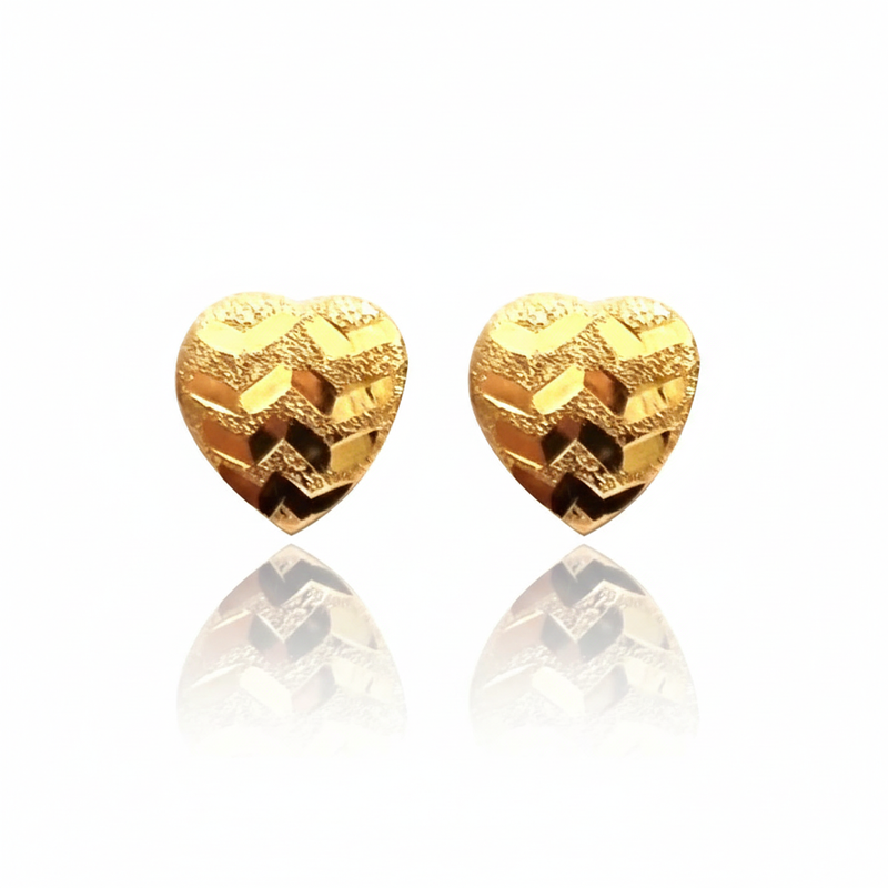 18k Gold Line Heart Screw Earrings - 18k Gold Earrings - Embellish Gold