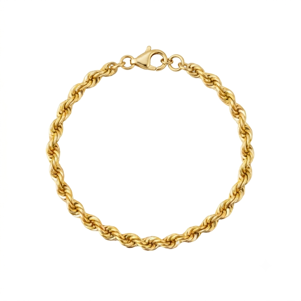18k Gold Rope Chain Bracelet - 18k Gold Bracelet - Embellish Gold Jewelry & Diamond