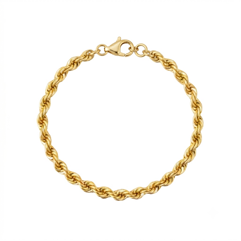 18k Gold Rope Chain Bracelet - 18k Gold Bracelet - Embellish Gold Jewelry & Diamond