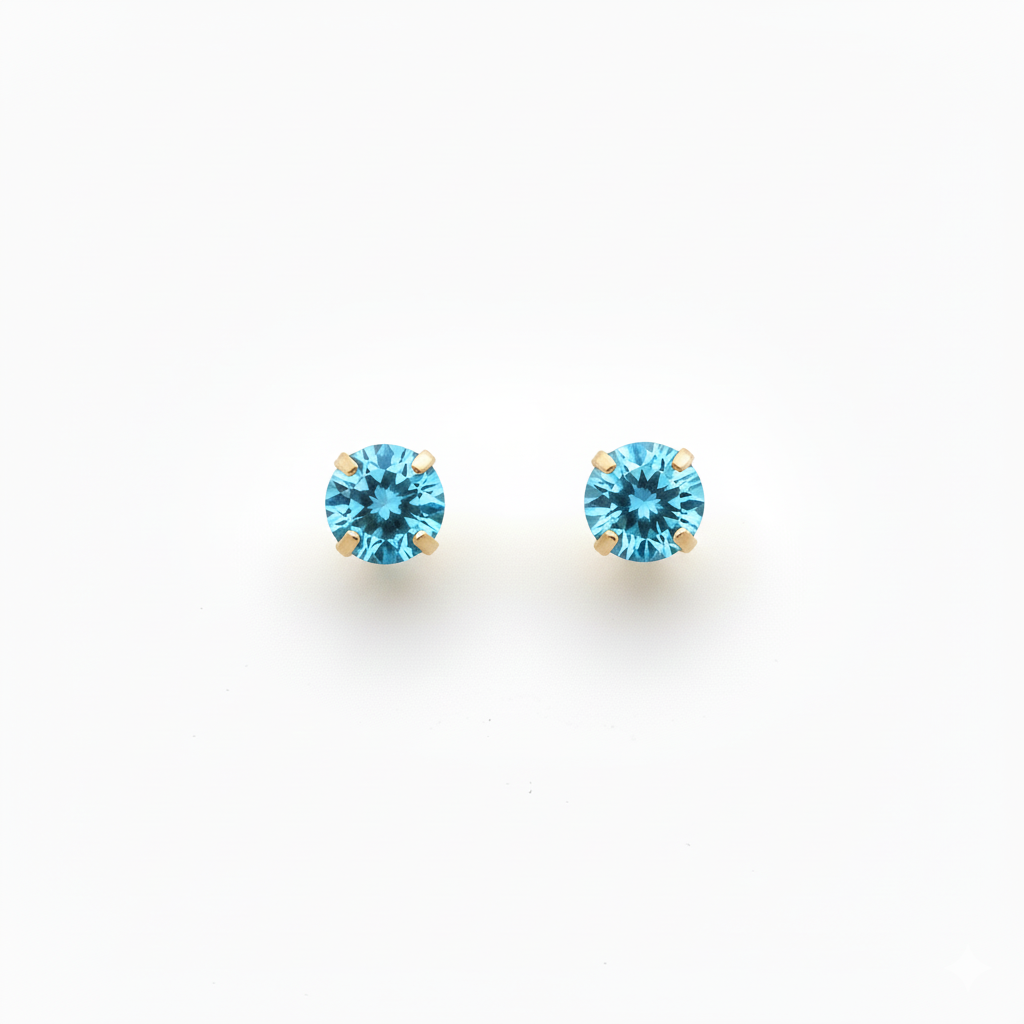 18k Gold Zircon Stone Earrings