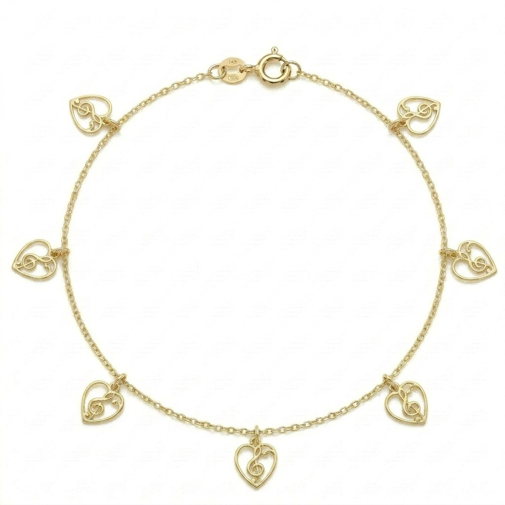 18k Gold Heart G-Cleft Anklet - ad collection - Embellish Gold Jewelry & Diamond