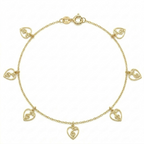18k Gold 7 Heart G-clef Bracelet