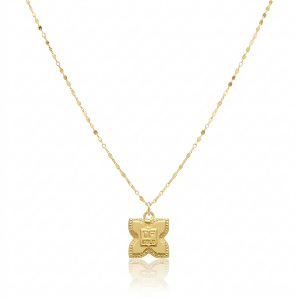 18K Real Gold Rob Flower Necklace - 18k Gold Necklace - Embellish Gold