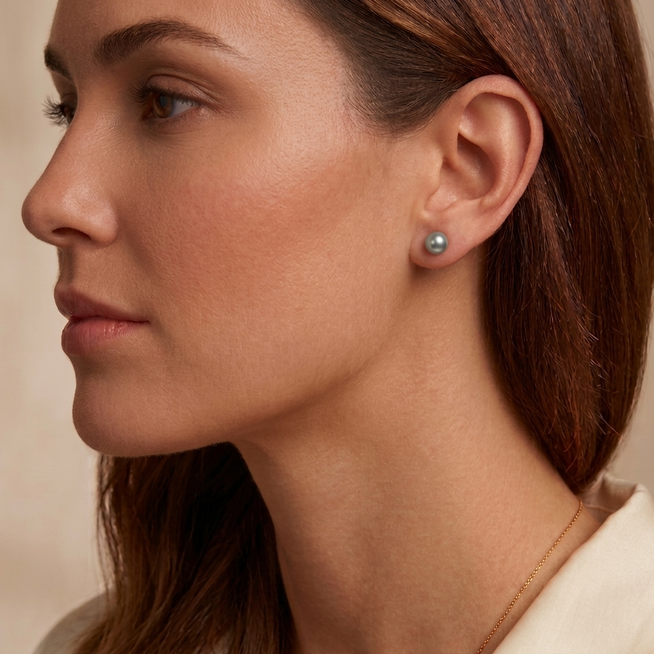 925 Original Pearl Silver Earrings Grey - 925 Silver Earrings - Embellish Gold Jewelry & Diamond