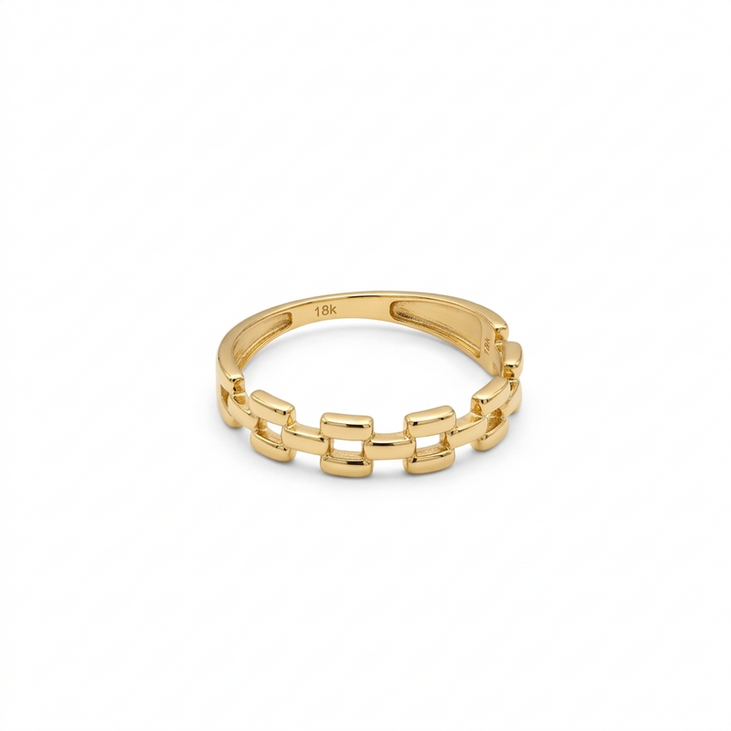 18k Gold Chain Inspired Ring - 18k Gold Ring - Embellish Gold Jewelry & Diamond
