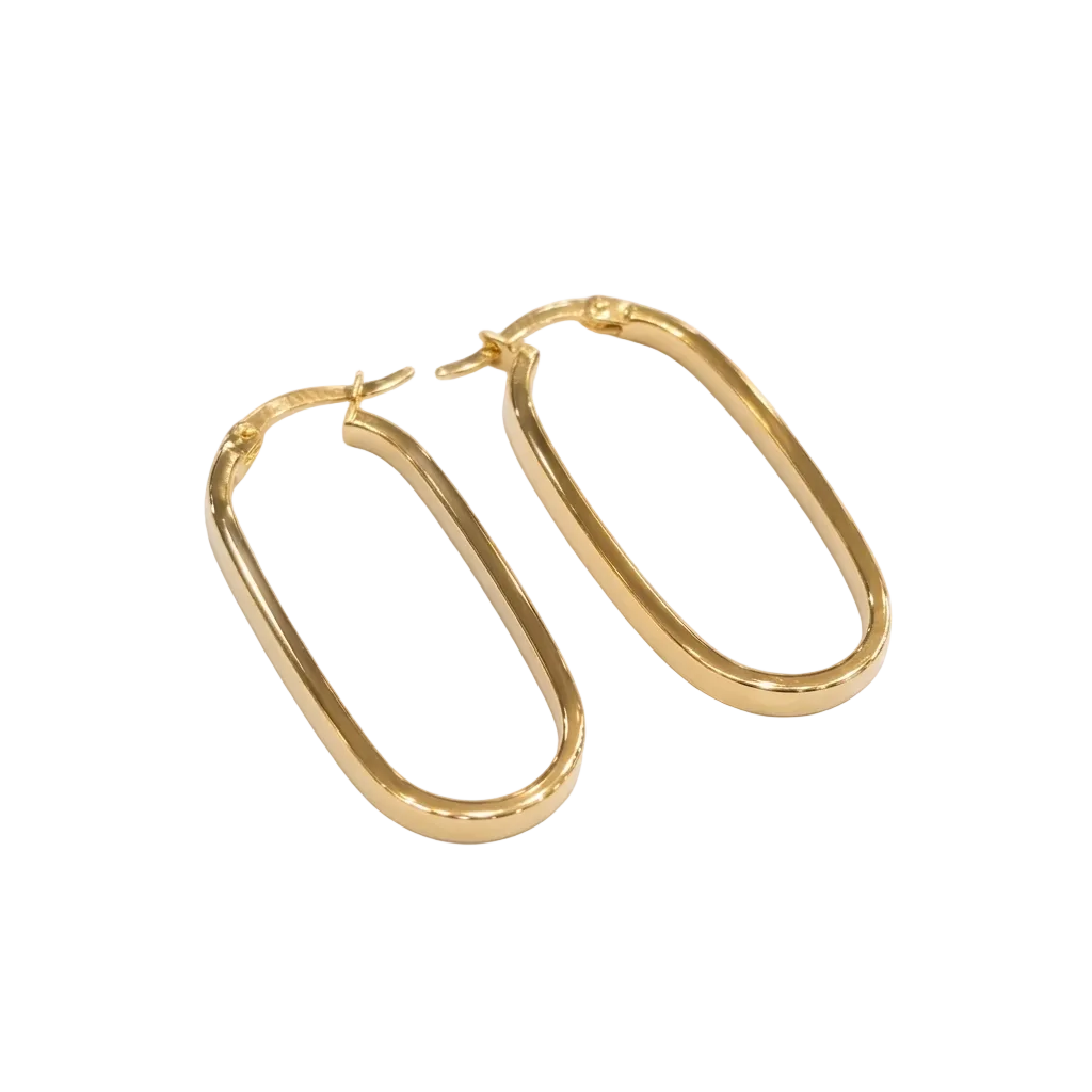 18k Gold Thin Oval Loop Earrings - 18k Gold Earrings - Embellish Gold Jewelry & Diamond