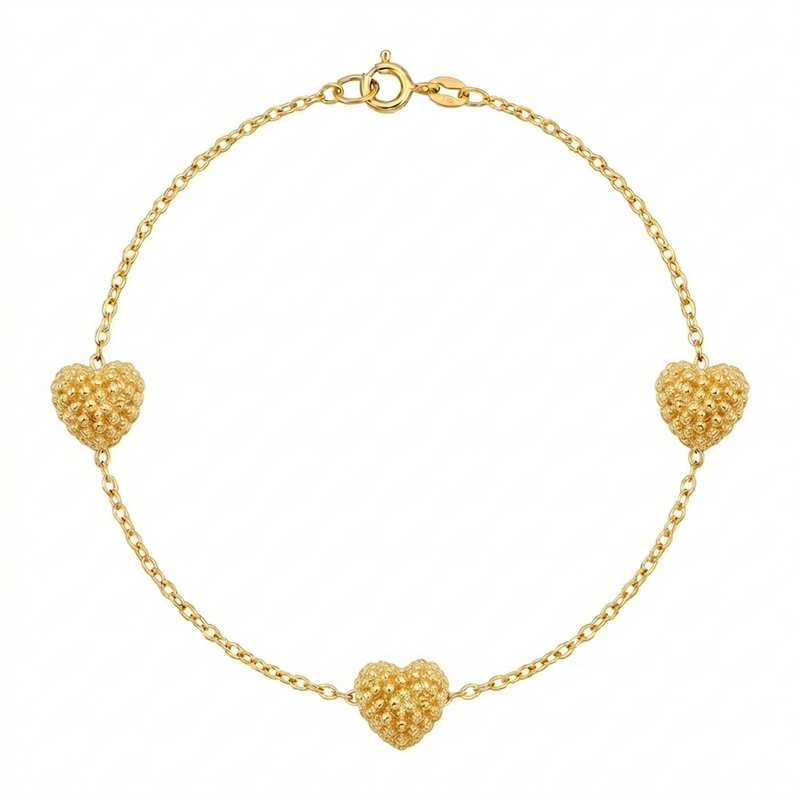 18K Real Gold Swarovski Heart Bracelet - Gold Bracelets - Embellish Gold