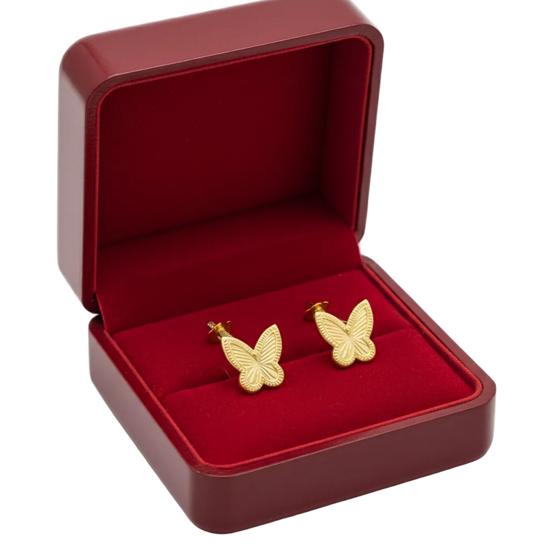18k Gold Butterfly 2 Screw Earrings - ad collection - Embellish Gold Jewelry & Diamond