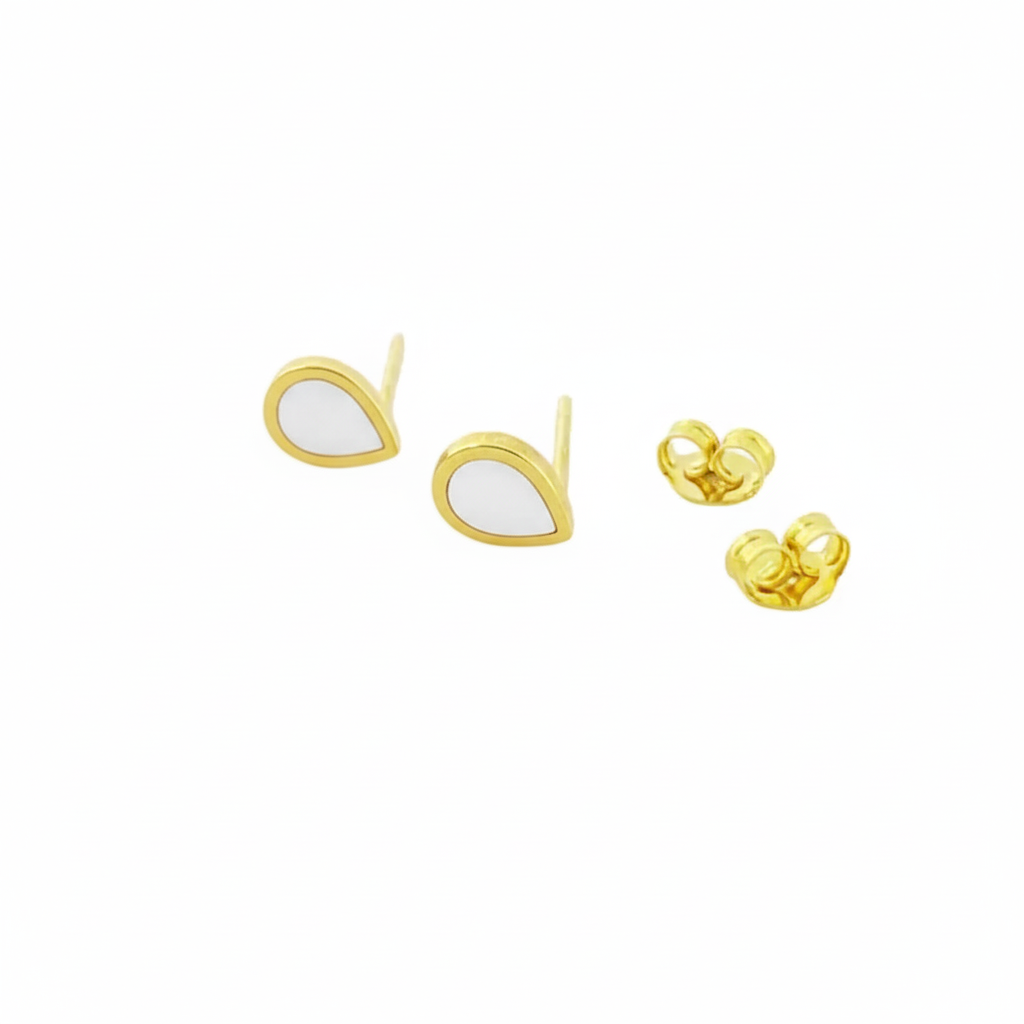 18K Real Gold White Droplet Earrings - Earrings - Embellish Gold