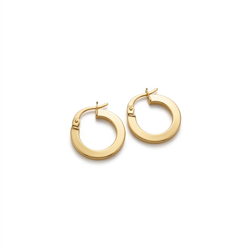 18k Gold Shiny Flat Loop Earrings - مجموعة احتفالية - Embellish Gold Jewelry & Diamond
