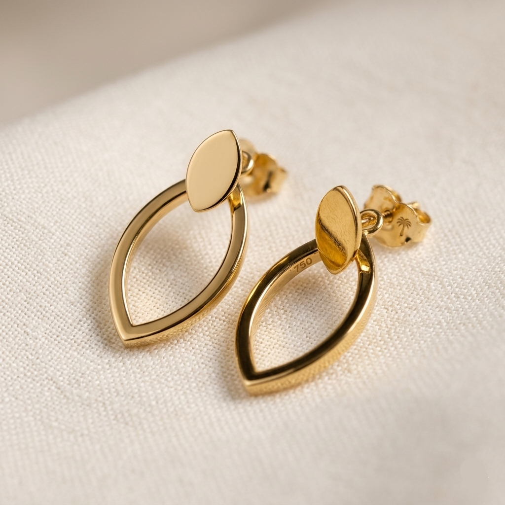 18k Gold Dot Eye Earrings - 18k Gold Earrings - Embellish Gold Jewelry & Diamond