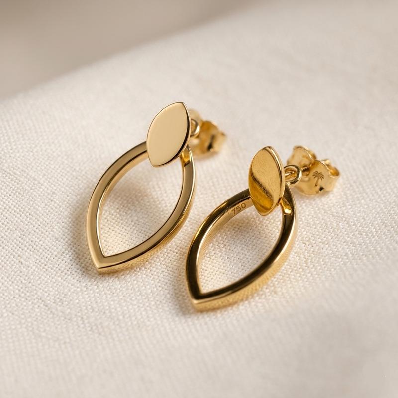 18k Gold Dot Eye Earrings - 18k Gold Earrings - Embellish Gold Jewelry & Diamond