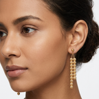 18k Gold Twin Ball Hanging Earrings - ad collection - Embellish Gold Jewelry & Diamond