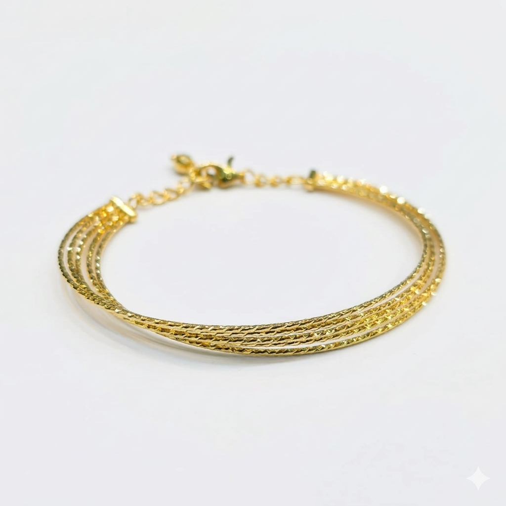 18k Gold Strings Bangle - 18k Gold Bangle - Embellish Gold Jewelry & Diamond