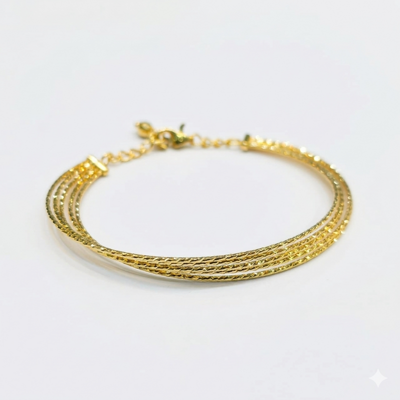 18k Gold Strings Bangle - 18k Gold Bangle - Embellish Gold Jewelry & Diamond