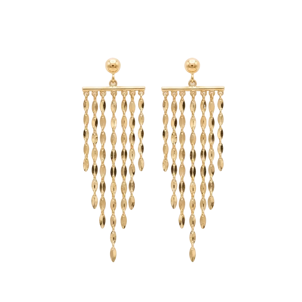 18k Gold Ball Hanging Chain Earrings